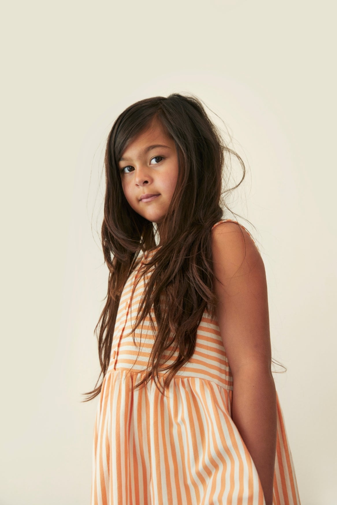 Gray Label - Trägerkleid in Melone weiss / gestreift aus 100 % Biobaumwolle