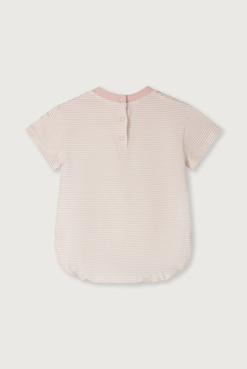 Gray Label - Oversize Body  Kurz in Faded Pink creme weiss gestreift 100 % Biobaumwolle