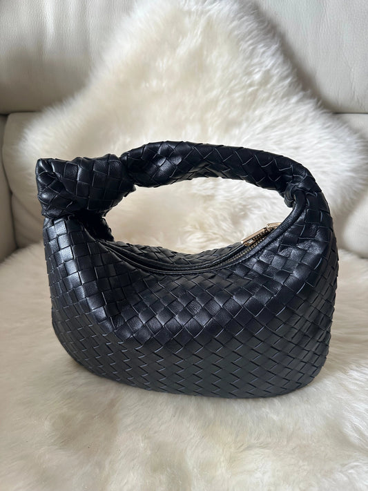 Stadtkinder - kleine geflochtene Bag in Schwarz 100 % Kalbsleder