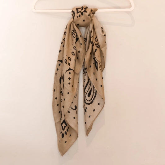 /Stadtkinder - grosses Bandana in Khaki braun / schwarz 90x90