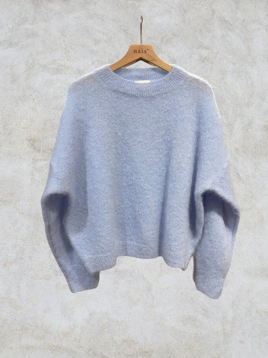 Nais Paris - Pullover aus Kidsmohair in Himmelblau neu