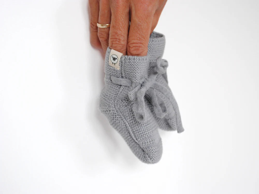 Lille Toni -  Strickbooties aus 100 % Merinowolle in Grey Melange