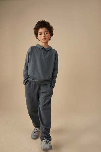 Gray Label - Polo Langarm in Blue Grey