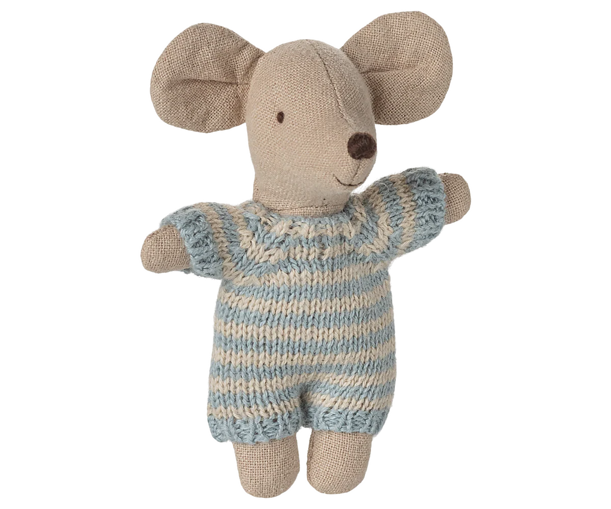 Maileg - Babymaus in Tragetasche Hellblau