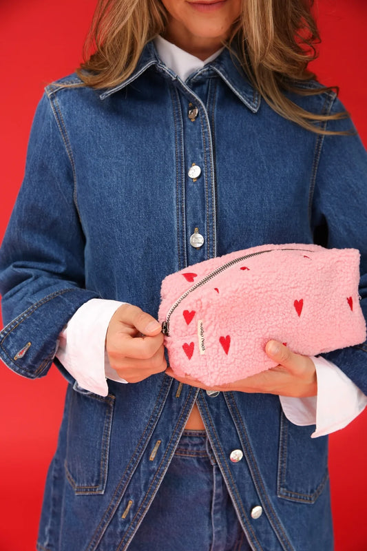 Studio Noos - Teddy Pink mit Herzen kleines Täschchen / Pouches