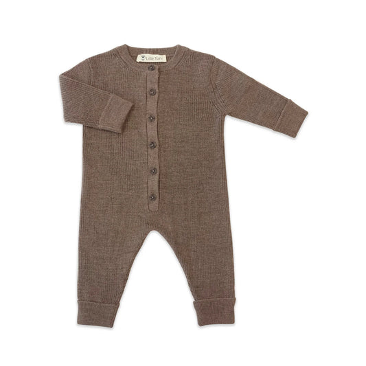Lille Toni - Strickoverall Thea in Toffee 0-1 Jahr 100 % Merinowolle
