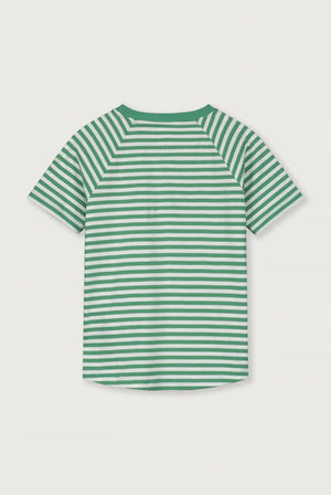 Gray Label - Shirt aus GOTS zertifizierter Baumwolle in Bright Green / Gestreift