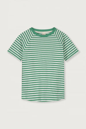 Gray Label - Shirt aus GOTS zertifizierter Baumwolle in Bright Green / Gestreift
