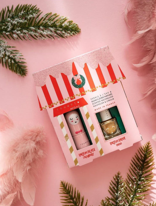Inuwet  - Weihnachtsset Lippenbalsam & Nagellack Goldglitzer