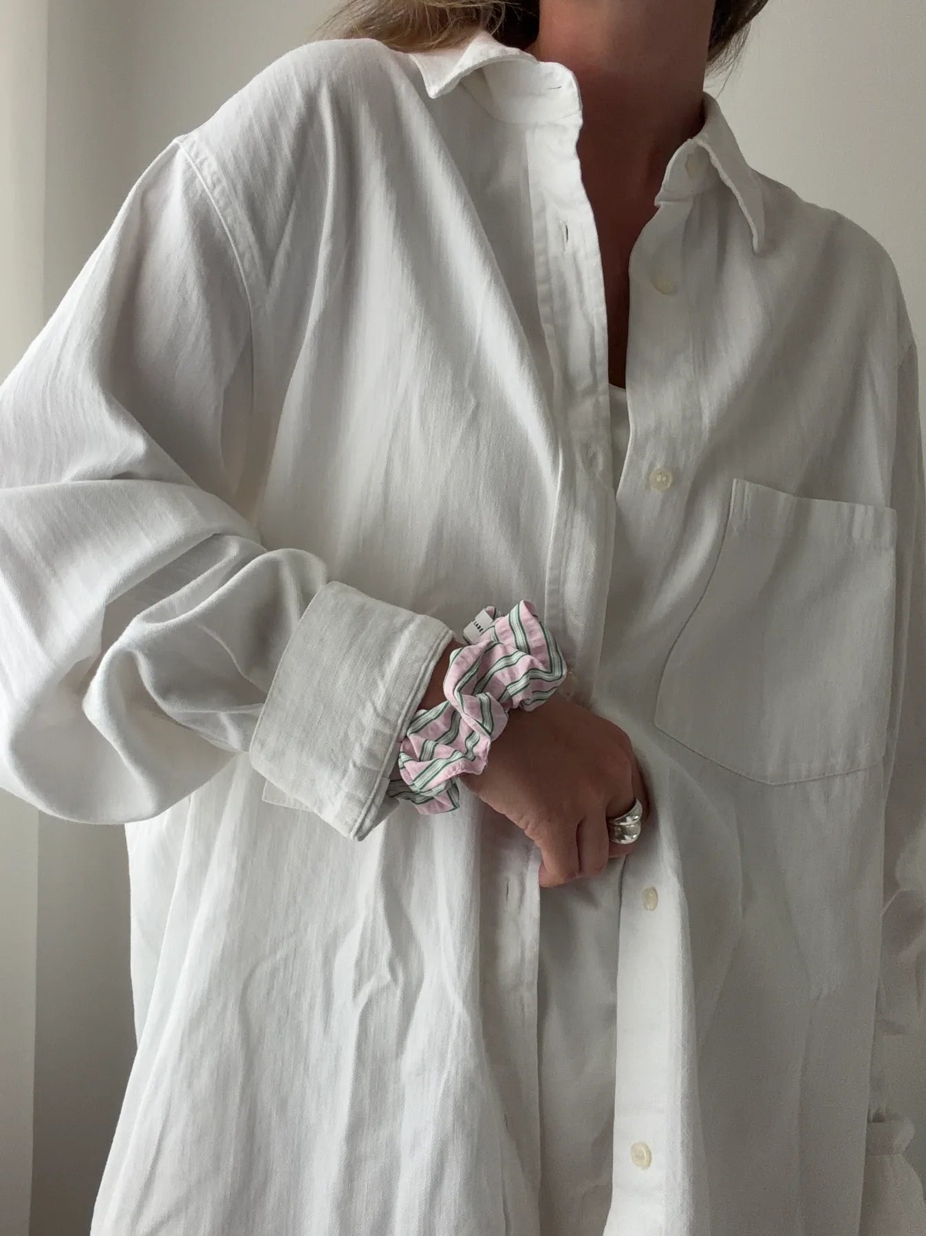 Jona the Label -  Everyday Scrunchie Peon Drift rosa grün gestreift