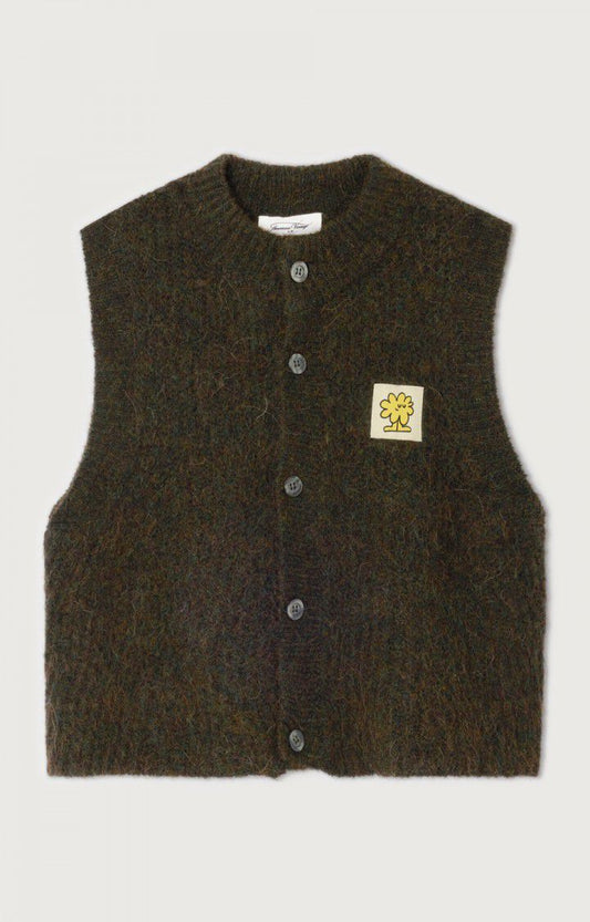 American Vintage - Strickweste East in Dunkelbraun