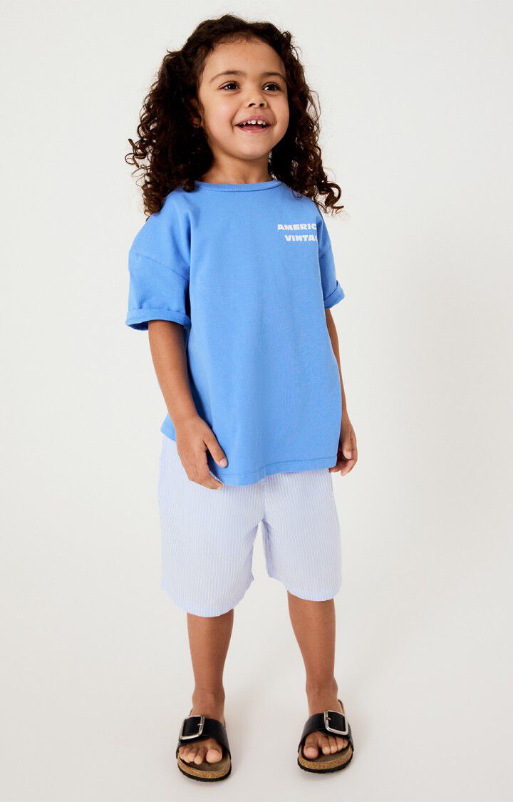 American Vintage - kurze Kindershorts in hellblau weiss gestreift Eluarbird