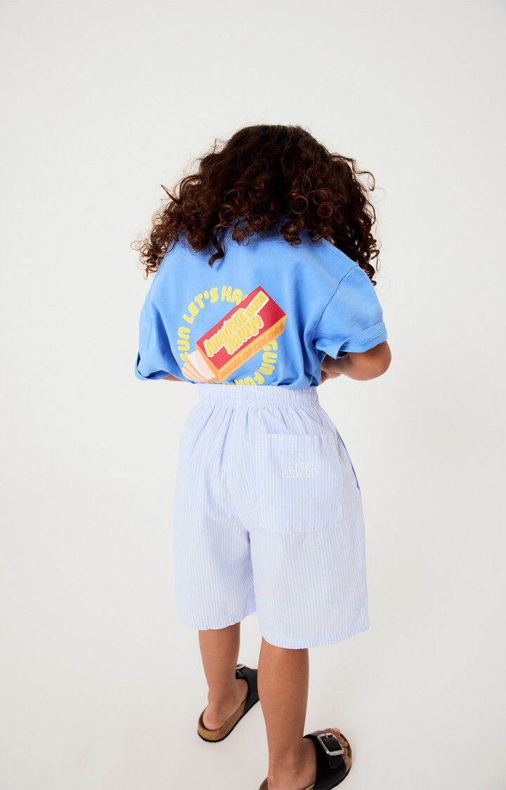 American Vintage - kurze Kindershorts in hellblau weiss gestreift Eluarbird