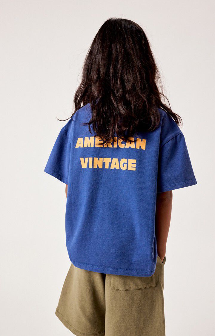 American Vintage - kurzes Kinder T-Shirt Vizvalley in Blau mit Print