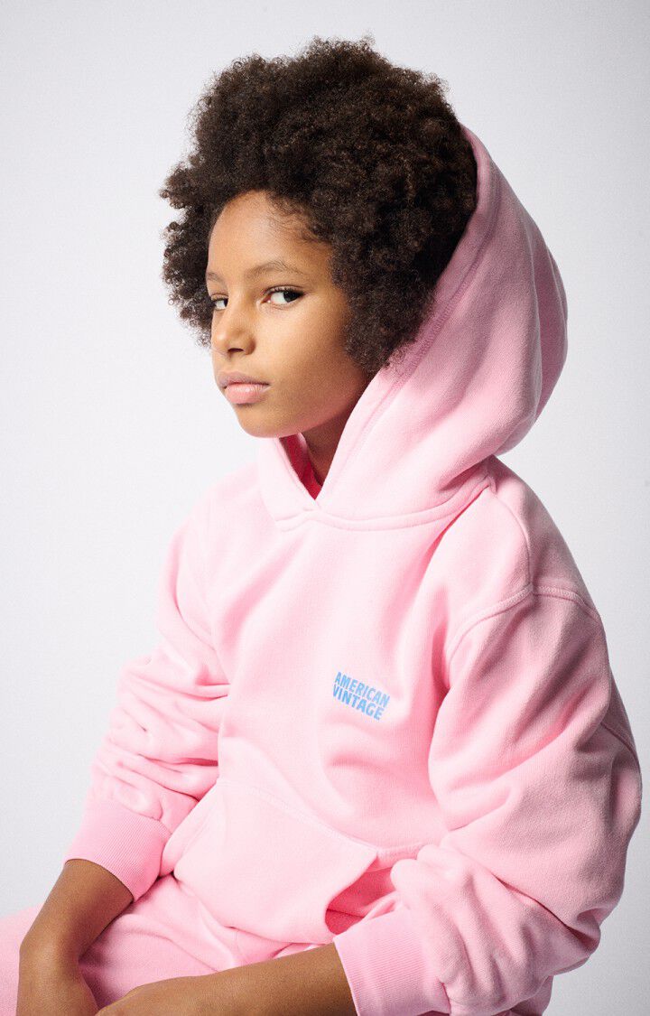 American Vintage  - Kinder Hoodie in Zuckerweatte Pink Modell Izubird