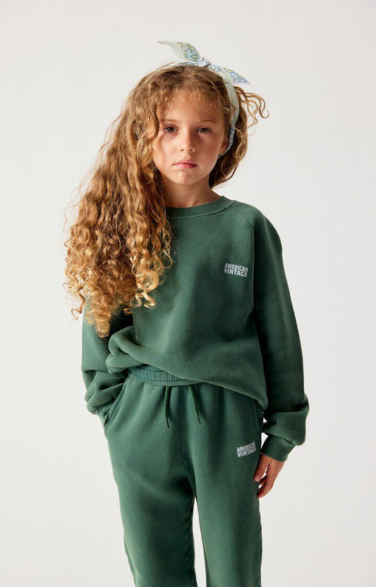 American Vintage - Kinder Sweatshirt aus 100 % Biobaumwolle in VIntage Cedar grün