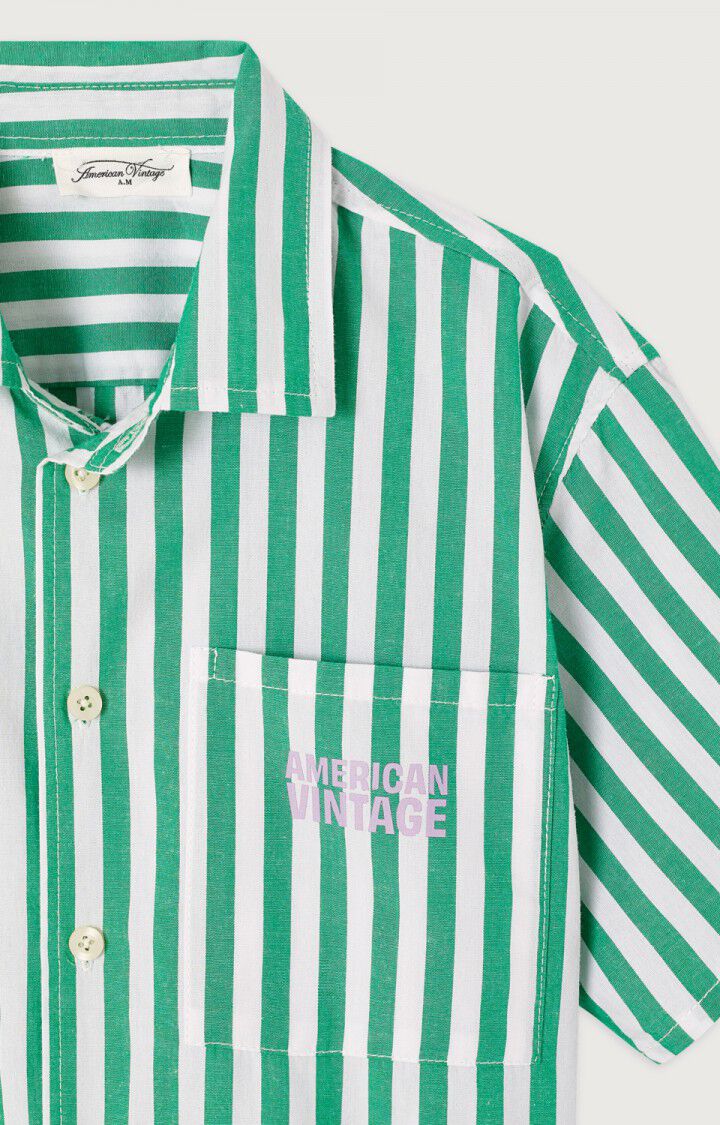 American Vintage - kurzes Kinderhemd gestreift in grün weiss