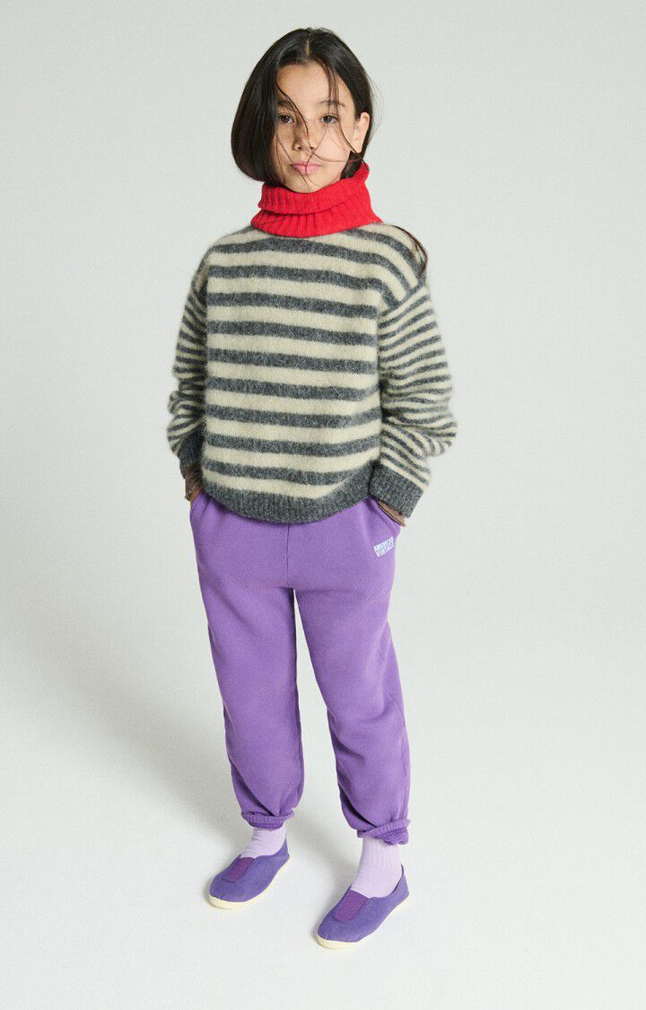 American Vintage - Strickpullover Vitow in grau Creme gestreift