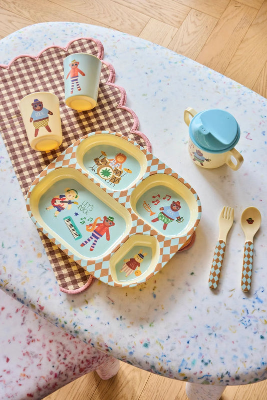 Rice - Kinderteller mit 4 Einteilung in Mint Musikband