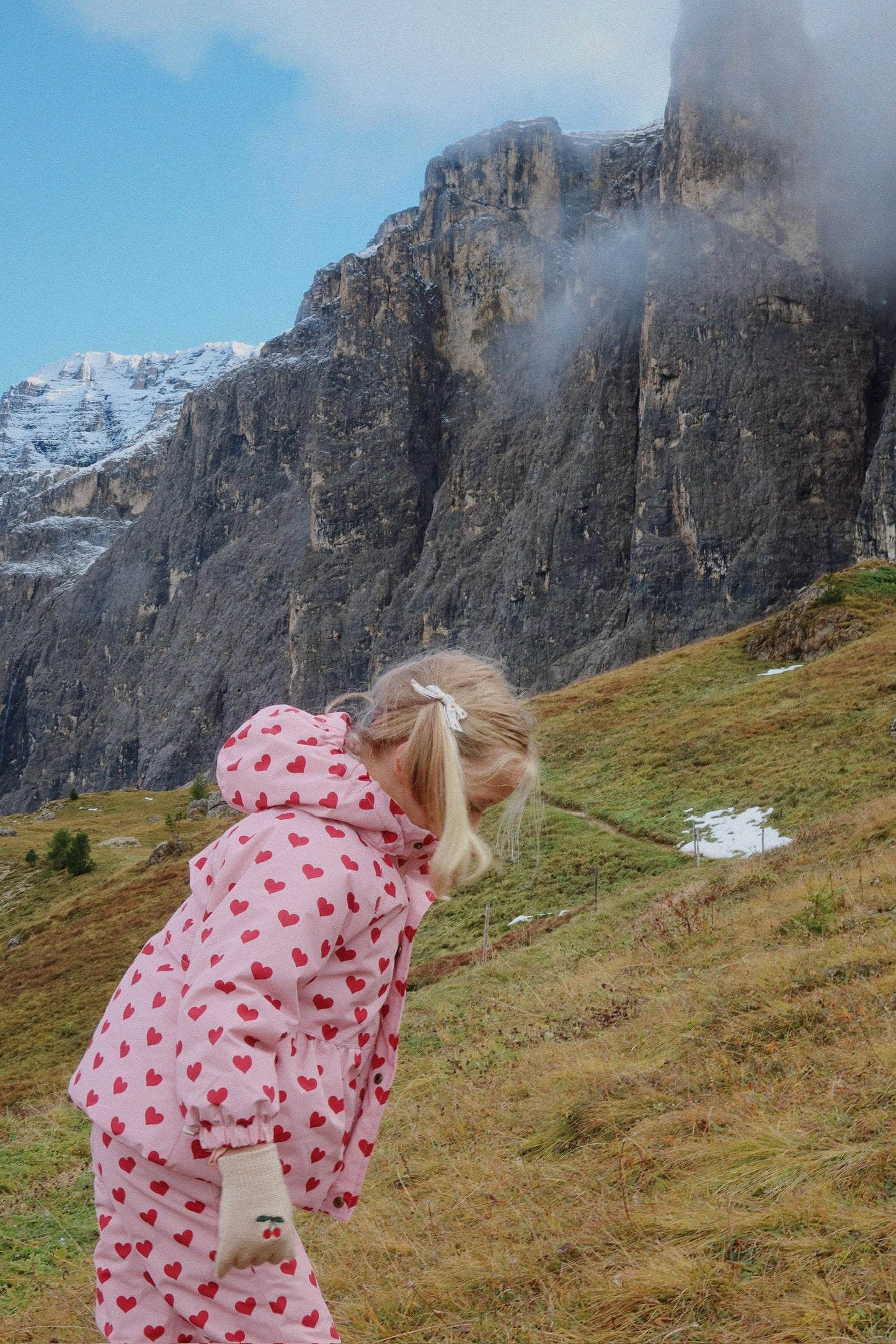 Konges Sløjd - Mismou Winterjacke in Rosa mit roten Herzen
