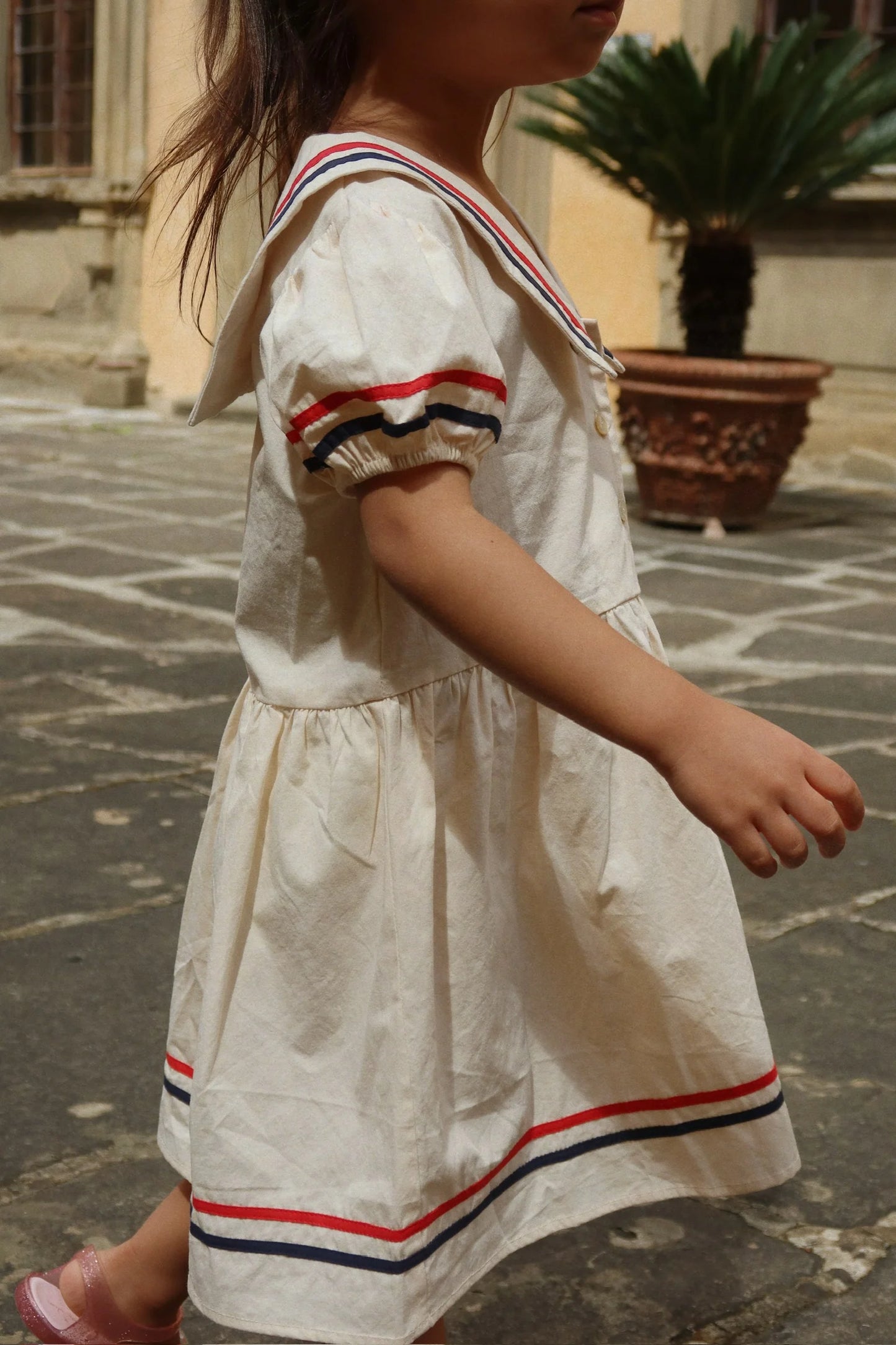 Konges Sløjd - Allie Matrosenkleid in Creme weiss blau / rot