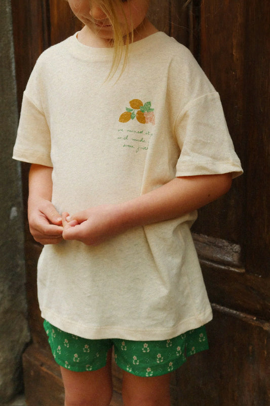 Konges Sløjd -Era Shirt Kurzarm in Weiss mit Print aus 100 % Biobaumwolle