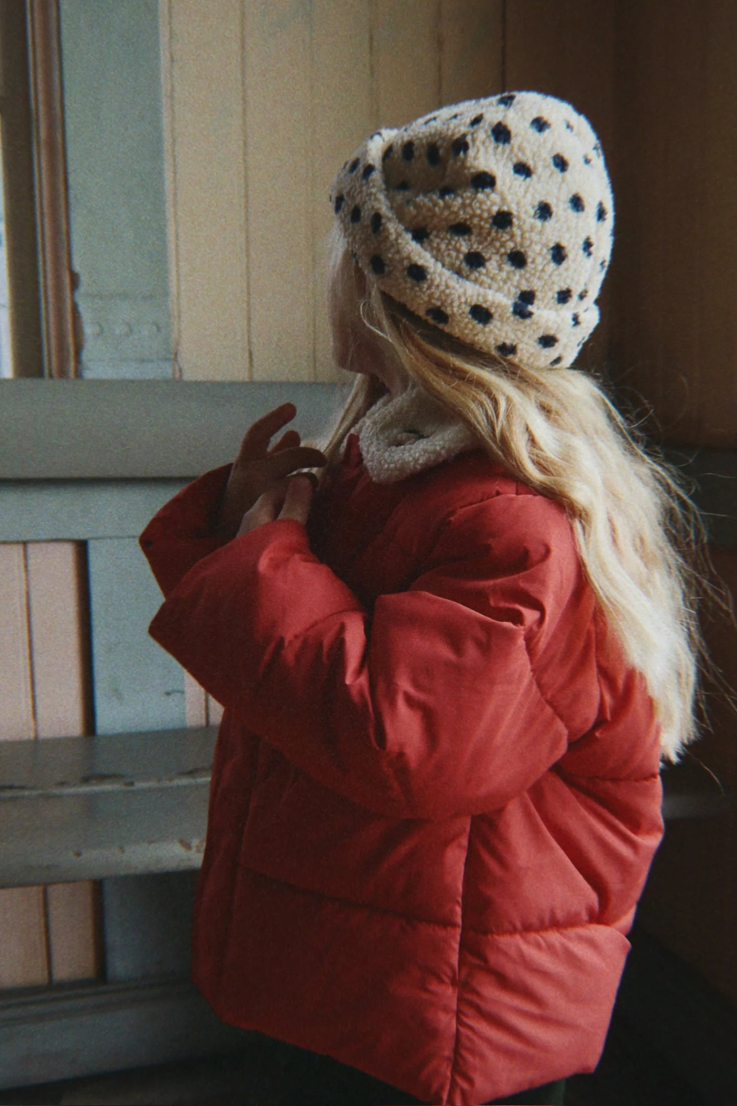 Konges Slojd - Alpi Collar Kinder Winterjacke in Rot mit Teddy Kragen