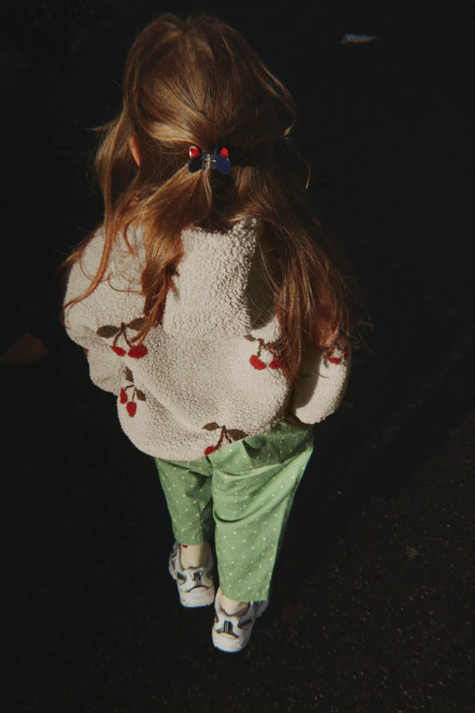Konges Slojd -  Jody Teddy Kinder Jacke mit Kirschen und Kapuze