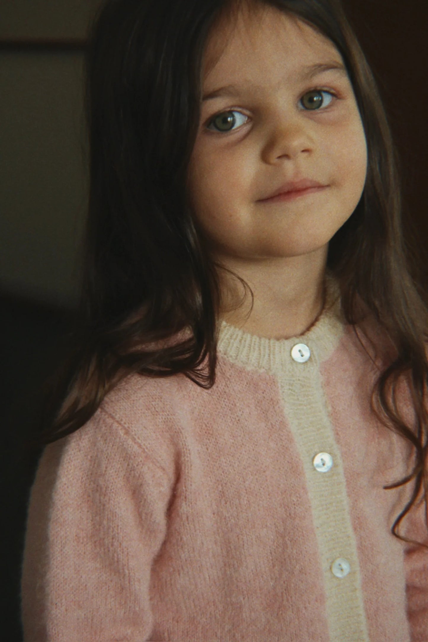 Konges Slojd - Kitty Kinder Strickjacke in Silber Pink aus Wolle