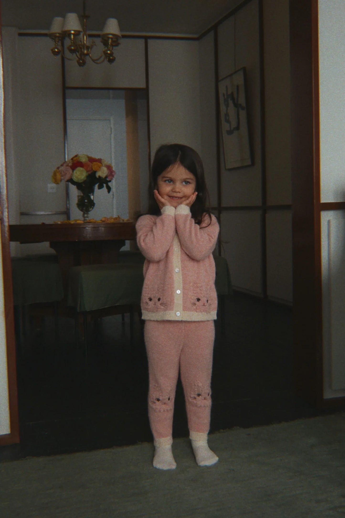 Konges Slojd - Kitty Kinder Strickjacke in Silber Pink aus Wolle
