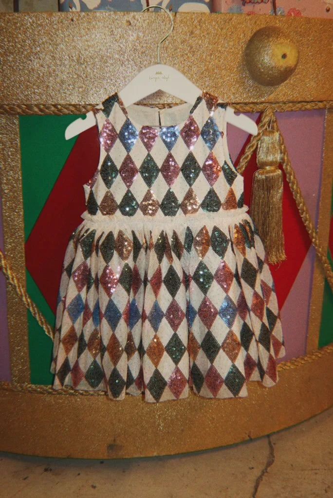 Konges Slojd - Yvonne Harlekin Kleid mit Glitzer