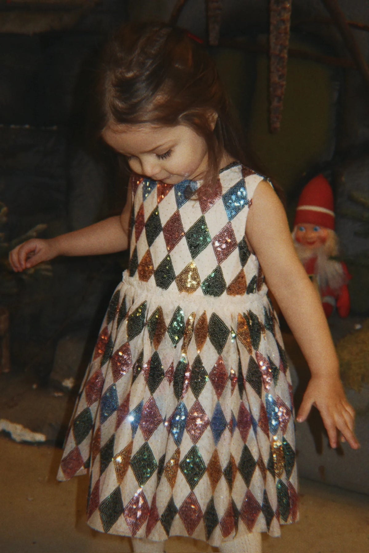 Konges Slojd - Yvonne Harlekin Kleid mit Glitzer