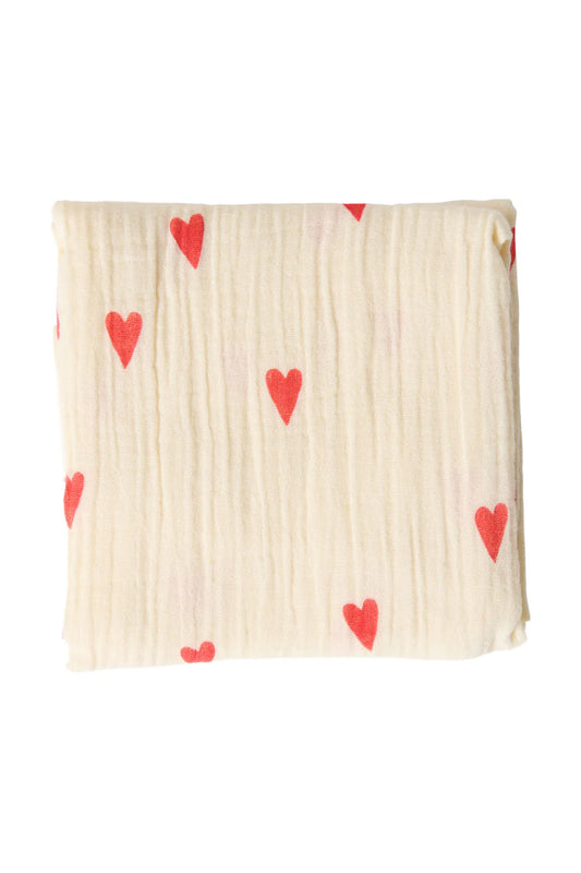 Studio Noos - Swaddle mi Herzen in Creme  aus 100 % Biobaumwolle in 2 Größen