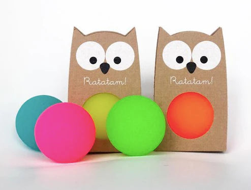 Ratatam - Owl Bouncy Ball 5,7 cm I Neon Pink