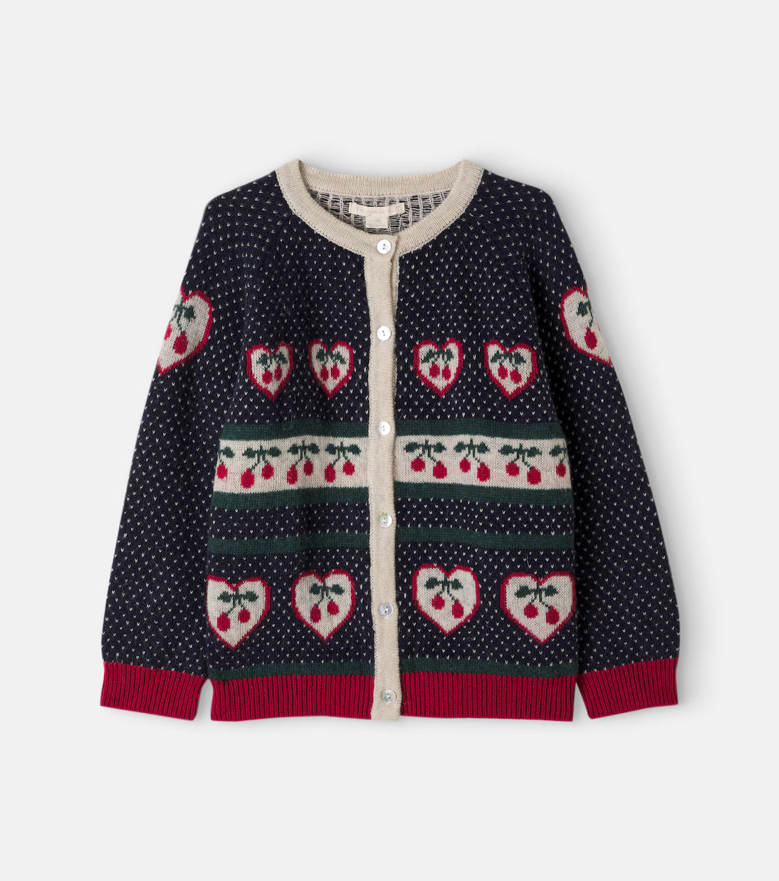 Konges Slojd - Kinder Strickjacke Belou in blau mit Herzen
