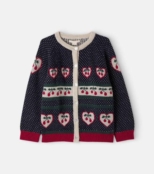 Konges Slojd - Kinder Strickjacke Belou in blau mit Herzen