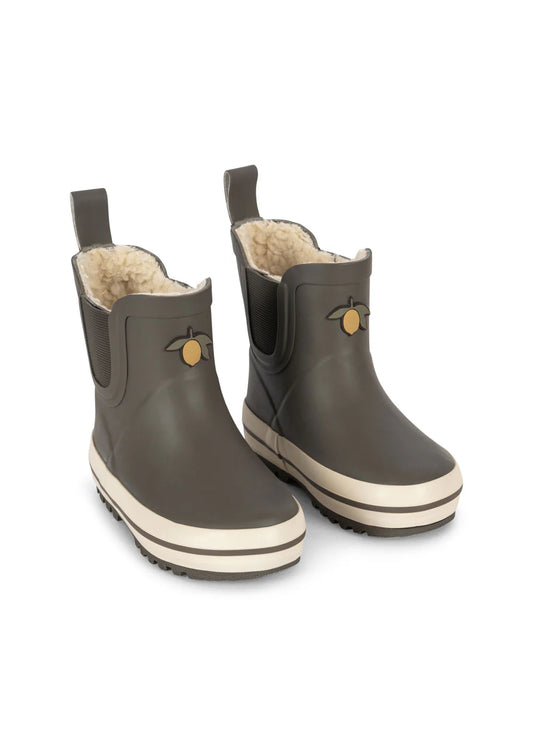 Konges -Rai gefütterte Gummistiefel  in Grün mit Zitrone