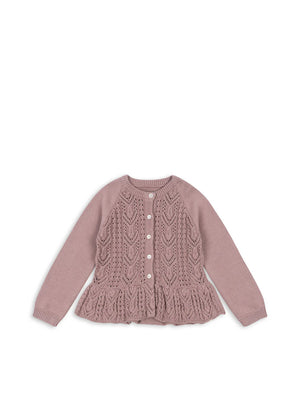 Bild in Slideshow öffnen, Konges Sløjd- Cabby Cardigan Strickjacke aus 100 % Biobaumwolle in Deauville Mauve Rosa
