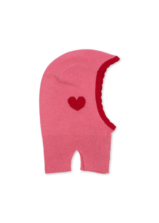 Konges Slojd - Colette Balaclava in Pink / Rot mit Herz Sturmhaube für Kinder