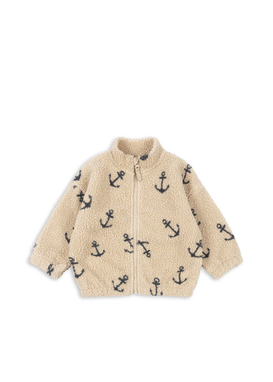 Konges Sløjd - Jody Teddyjacke beige nature  mit Ankern in Blau