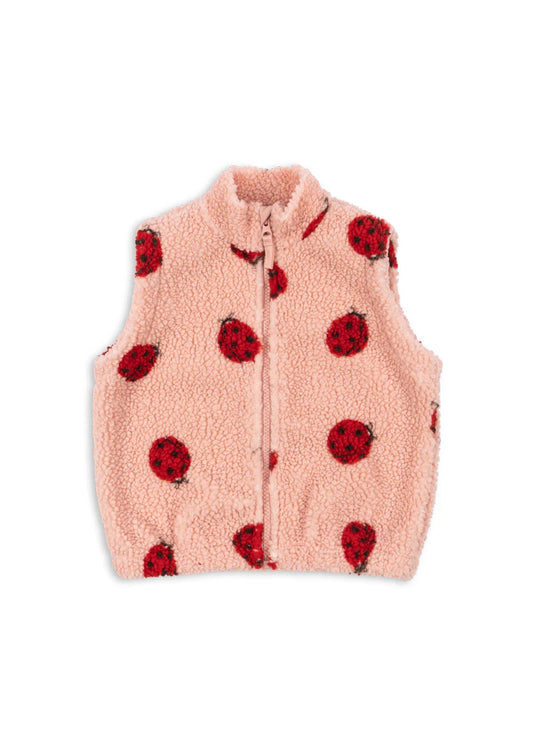 Konges Sløjd - Jody Teddyweste in rosa mit Marinenkäfer rot
