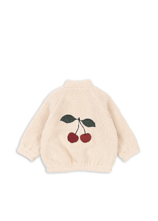 Konges Sløjd - Jazz Teddyjacke beige nature mit Kirsche