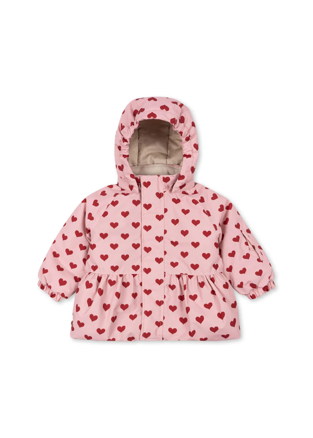Konges Sløjd - Mismou Winterjacke in Rosa mit roten Herzen
