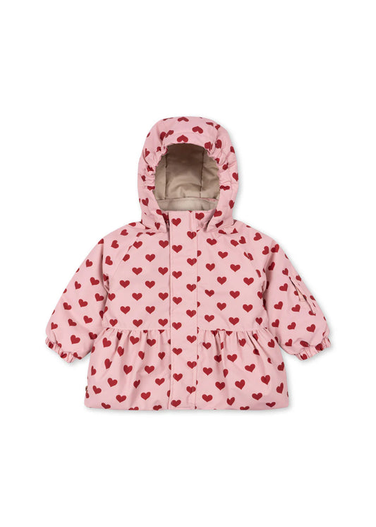 Konges Sløjd - Mismou Winterjacke in Rosa mit roten Herzen