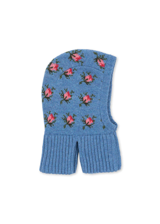 Konges Sløjd - Belou Balaclava in Hellblau mit Rosen