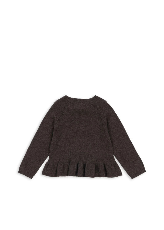 Konges Sløjd - Cathy Pullover mit Rüschen in braun aus Kaschmir Wolle