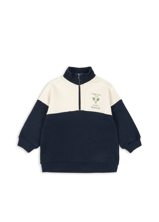 Konges Sløjd - Loupy Lou Zipper Sweatershirt Tennis Retro Style 100 % Biobaumwolle