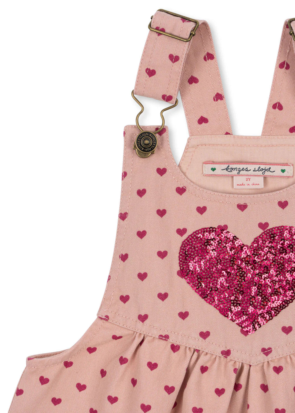 Konges Sløjd - Nola Latzkleid in Rosa mit Glitzer Herz