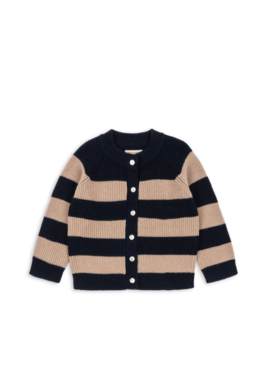 Konges Sløjd - Vitum dicke Strickjacke gestreift aus 100 % Merinowolle Blockstreifen (Kopie)