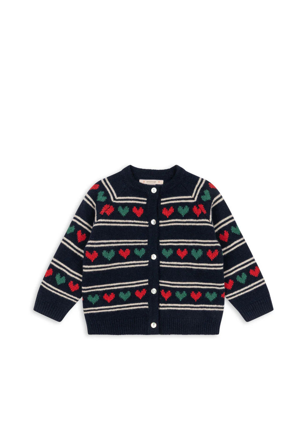 Konges Sløjd - Belou Strickjacke in Dunkelblau mit Herzen Coming Soon